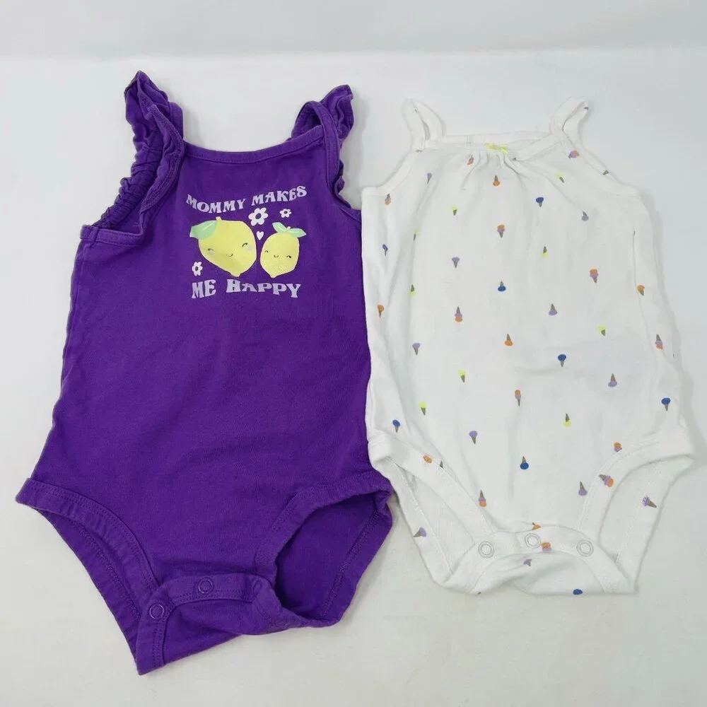 Carters Baby Girls Size 12‎ Months 6 Piece Bodysuits & Short Summer Set 1799